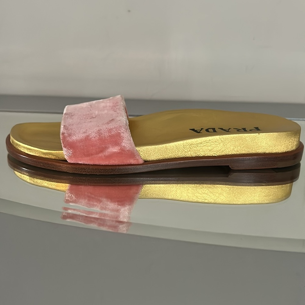 PRADA Gold & Pink Velvet Slides Size 6 (EU 36) Women’s - Picture 9 of 17